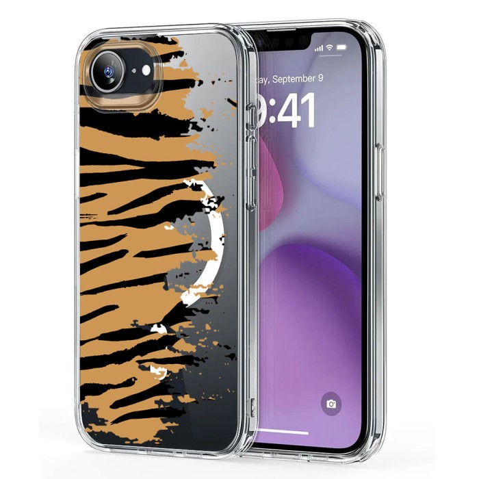 Husa pentru iphone 16e, atasare magnetica, magsafe, pattern skin 04, clear