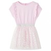 Rochie Copii Roz Deschis cu Volane si Inimioare, Marime 116 (5-6 Ani), Bumbac si Tul, VidaXL