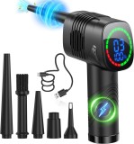 Suflanta aer, fara fir, baterie 6000 mAh cu 5 tipuri de duze, pentru indepartare praf PC, Telefon, Aer Conditionat, Gratar, Umflat gonflabile, Negru
