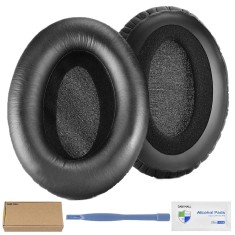 Set 2 bureti pentru casti Sennheiser HD280 Pro / HD280 / HD281 / HMD280 / HMD281, Negru, Piele ecologica creponata , Spuma cu memorie
