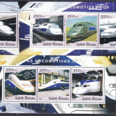 DB1 Transporturi Locomotive TGV Guineea Guinea 3 MS MNH