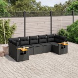 Cumpara ieftin Set canapele de grădină cu perne, 7 piese, negru, poliratan