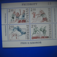 HOPCT TIMBRE SUEDIA MNH 978 ATLETI SUEDEZI BLOC -4 VALORI 1986-NESTAMPILAT