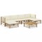 Gossi set mobilier de gradina cu perne alb crem, 7 piese, bambus