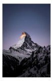 Tablou Canvas, "V&acirc;rful Matterhorn &icirc;n lumina dimineții", St&acirc;ncă, Zăpadă, Apus, Măreție, Natură, Răcoare, Tăcere, &Icirc;nălțime, Liniște, Frumusețe, 26 x 39