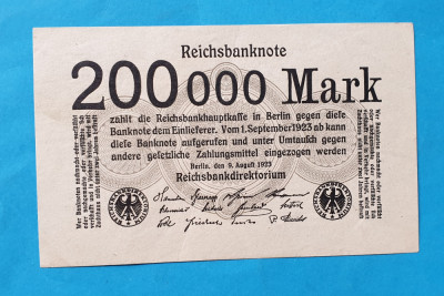 GERMANIA 200000 Mark 1923 - Bancnota veche originala - Superba foto