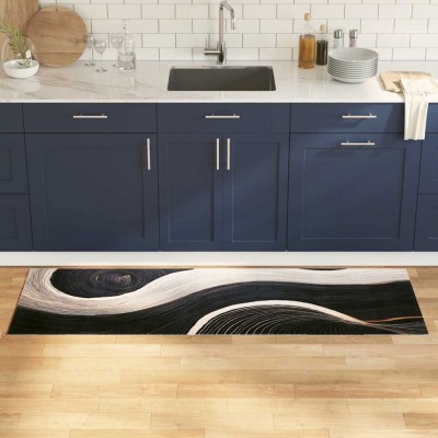 vidaXL Covor de bucătărie Art Deco Negru 180 x 60 cm Catifea 42013419 foto