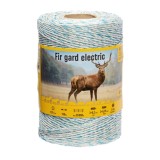 Fir gard electric 500m, 130kg rezistenta rupere, 0,11 Ohm/m electric, Alb+Turcoaz, rezistent UV, durabil, pentru animale domestice salbatice