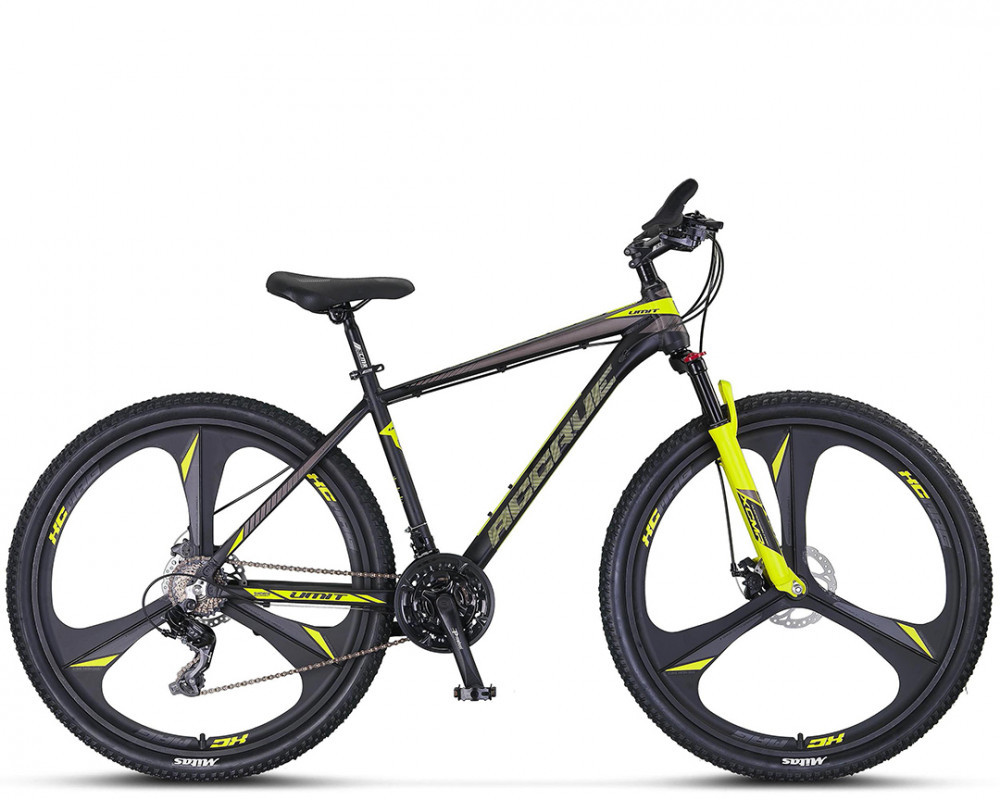 Bicicleta MTB Umit Accrue 2D, cadru 18", culoare negru/galben, roata 26",  cadru PB Cod:32656180003 | Okazii.ro