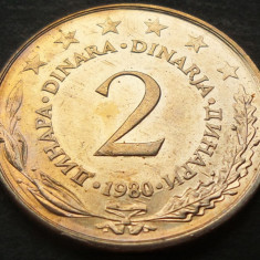 Moneda 2 DINARI / DINARA - RSF YUGOSLAVIA, anul 1980 *cod 1526 = UNC