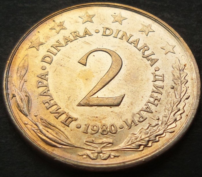 Moneda 2 DINARI / DINARA - RSF YUGOSLAVIA, anul 1980 *cod 1526 = UNC