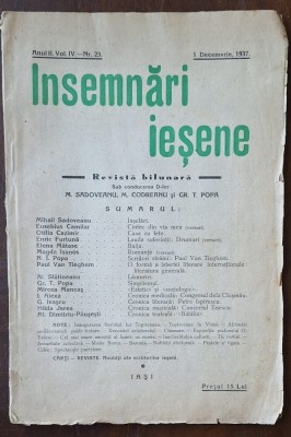 &amp;Icirc;nsemnări ieșene &amp;ndash; nr. 23 / 1 dec. 1937 &amp;ndash; Sadoveanu, Magda Isanos, Otilia Cazimir foto