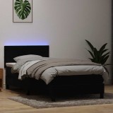 vidaXL Pat cu arcuri cu saltea și LED, negru, 80x220 cm, catifea 3316907