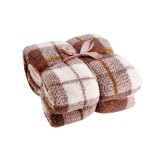 Cumpara ieftin Patura textil sherpa alb maro 150 x 200 cm