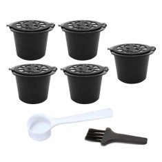 Capsule cafea reutilizabile, 5buc, filtru otel, 8g, 2,5 x 3,6cm, negru