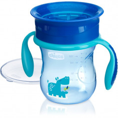 Chicco Perfect 360 cană pentru antrenament cu mânere 12m+ Blue 200 ml