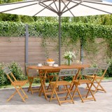 Set 6 Scaune Gradina Pliabile Gri Poliratan Lemn Acacia 41x52.5x80cm, Exterior, Rezistent UV