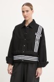 adidas Originals geacă din denim DENIM TRACK TOP culoarea negru, de tranzitie, oversize, JJ3095
