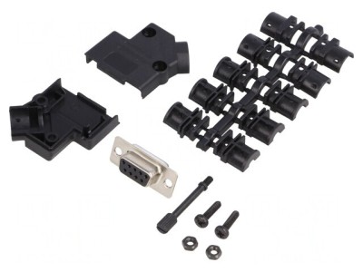 D-Sub 9 PIN Mufă Mamă Neagră Kit Complet foto
