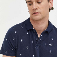 Hollister Co. tricou polo barbati, culoarea albastru marin, modelator