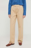 Pepe Jeans pantaloni Tina femei, culoarea bej, fason chinos, high waist
