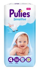 Scutece Pufies Sensitive, 4 Maxi, Maxi Pack, 9-14 kg, 56 buc foto