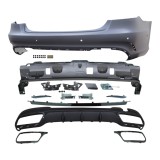 Set bara spate MERCEDES Clasa E (W212) Sedan, 02.2013-, cu gauri senzori parcare; grunduit, de vopsit; type E63 AMG; cu absorber, cu grile, cu elemen