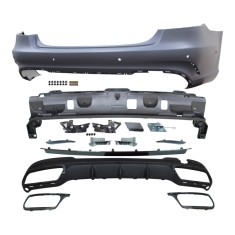 Set bara spate MERCEDES Clasa E (W212) Sedan, 02.2013-, cu gauri senzori parcare; grunduit, de vopsit; type E63 AMG; cu absorber, cu grile, cu elemen