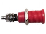 Conector banană 4mm soclu 45A 600V roşu nichelat 39mm