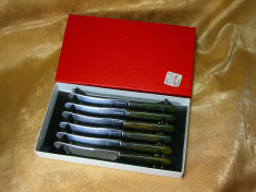 Set cutite Sheffield Art Deco bachelita inox, colectie, cadou, vintage foto