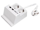 Prelungitor de alimentare PEAKTECH alb 1,5m 16A 230V cu 2 prize EU și 2 USB