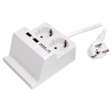 Prelungitor de alimentare PEAKTECH alb 1,5m 16A 230V cu 2 prize EU și 2 USB