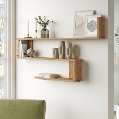 Raft de perete Kitee 71,5x120x14,5cm pal stejar rustic [en.casa] HausGarden Leisure