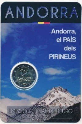 ANDORRA 2017 -2 euro comemorativ&amp;rdquo; &amp;ldquo;The Pyrenean country&amp;rdquo; coincard / BU foto