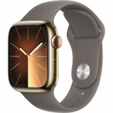 Apple Watch S9, Cellular, 41mm, Gold Stainless Steel Case, Clay Sport Band, M/L