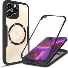 Husa iPhone 13 Pro Max 360 grade magsafe transparenta Negru foto