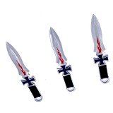 Set 3 cutite ninja de aruncat in copaci,18 cm, negru, cruce