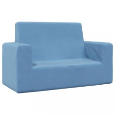 vidaXL Canapea pentru copii cu 2 locuri, albastru, pluș moale 4104800