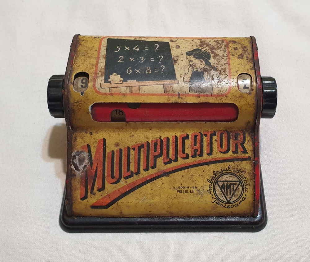 MULTIPLICATOR jucarie veche romaneasca anul 1956 AMT Ambalajul Metalic ...