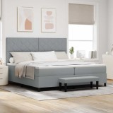 VidaXL Pat cu arcuri cu saltea Gri deschis 200 x 200 cm țesătură