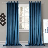 Cumpara ieftin Set draperii din catifea cu inele albe, Madison, 200x270 cm, densitate 700 g/ml, Sky, 2 buc
