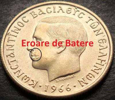 Moneda 50 LEPTA - GRECIA, anul 1966 * cod 4526 = A.UNC EROARE de BATERE foto