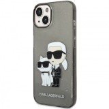 Husa pentru Apple iPhone 14 Plus, Karl Lagerfeld, IML Glitter Karl and Choupette NFT, Neagra