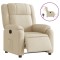Fotoliu rabatabil electric, crem, material textil - 1
