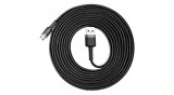 Baseus Micro USB Cafule Cablu de date și &icirc;ncărcare 2A 3m gri negru (CAMKLF-HG1)