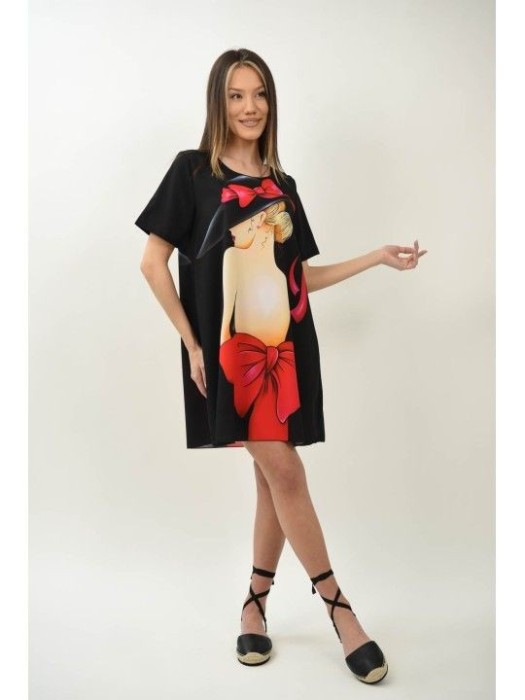 ROCHIE SCURTA CU MANECA SCURTA FASHION LADY TALIE UNICA Negru