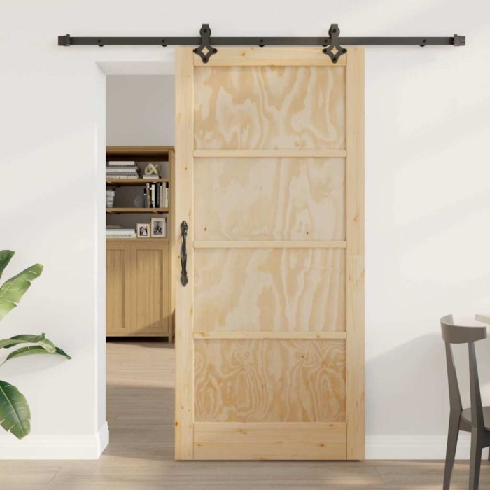 Ușă glisantă cu set de accesorii 93x202 cm Lemn solid de pin