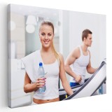 Tablou exercitii pe banda sala fitness Tablou canvas pe panza CU RAMA 80x120 cm