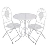 Cumpara ieftin Set mobilier gradina masa, 2 scaune fier alb II &Oslash; 60x70 cm / 50x40x93 cm (2)