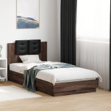 Cumpara ieftin Cadru de pat cu tăblie, stejar maro, 90x190 cm, lemn prelucrat